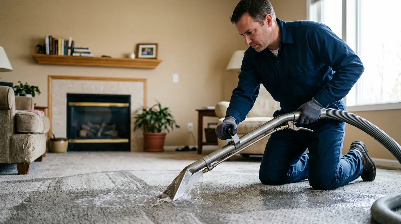 Water damage restoration technician working near Las Vegas, NM